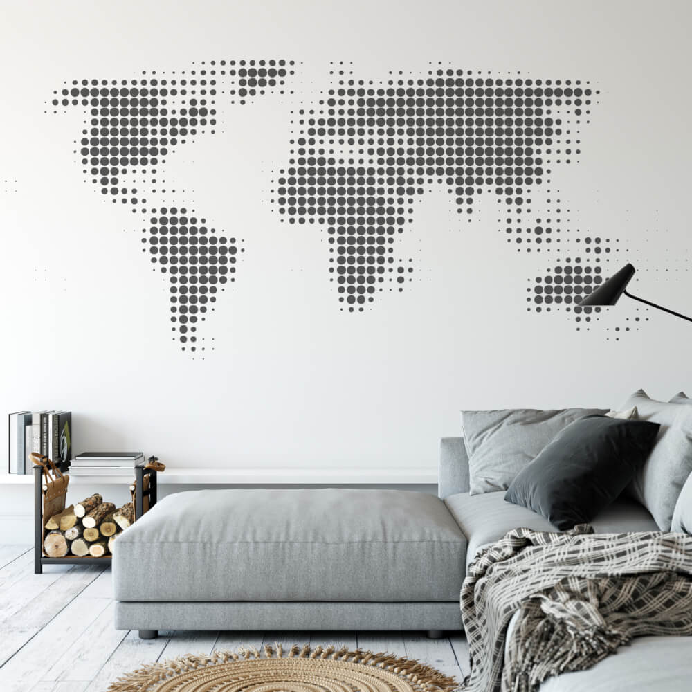 Wandtattoo Weltkarte von Punkten | INSPIO